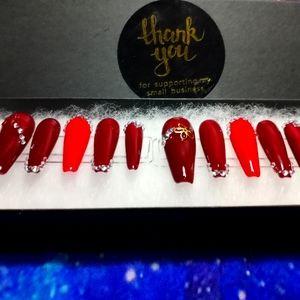 Autumn Reds Coffin Nails